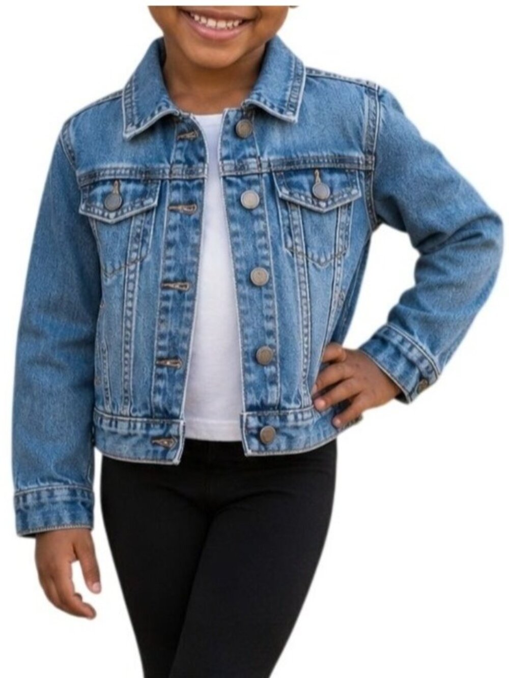 Genuine Kids By Oshkosh Girls Size 5T Jacket Denim Blue Snap Button Front